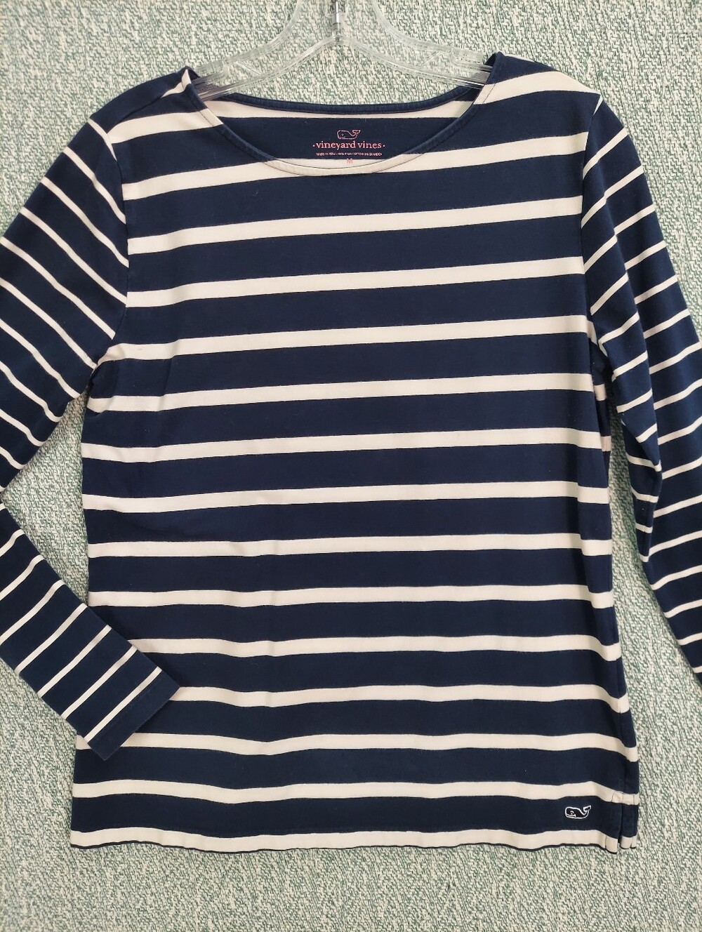 Vineyard Vines Navy and White Striped Long Sleeve Top, Wmns M - Picture 2 of 9